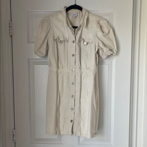 Cream Button-Up Dress